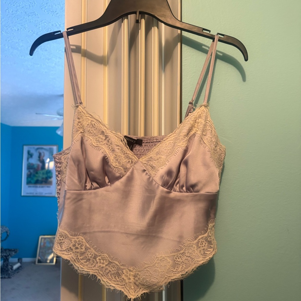 Forever 21 Lavender Lace Crop Top